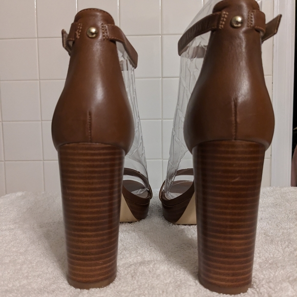 Nine West Women's Leather Platform Sandals w/Block Heels Size 9.5, 9 1/2 - Picture 4 of 5